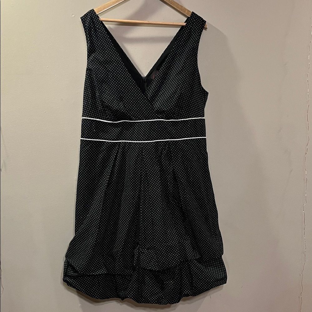 Torrid Black and White Polka Dot V-Neck Dress